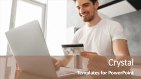  Presentation with card transaction - Amazing slide deck having live techinical - photo of successful man 30s backdrop and a  colored foreground