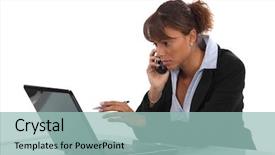  Presentation with multitasking career family - Beautiful slide set featuring live techinical - young businesswoman multitasking backdrop and a  colored foreground