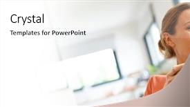  Presentation with relaxing - Colorful presentation enhanced with live templates - cheerful woman relaxing in sofa backdrop and a  colored foreground