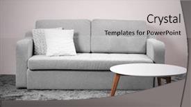  Presentation with interior - Cool new PPT theme with live templates - interior with grey sofa backdrop and a light gray colored foreground