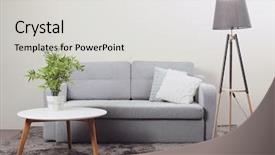 Presentation with furniture - Colorful slides enhanced with live templates - modern furniture in the room backdrop and a light gray colored foreground