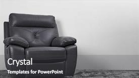  Presentation with living room - PPT layouts having live templates - modern leather chair background and a dark gray colored foreground