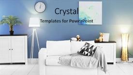  Presentation with living room - Colorful PPT layouts enhanced with live templates - modern living room interior backdrop and a light blue colored foreground