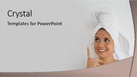  Presentation with beauty - Audience pleasing slides consisting of live templates - template stunning natural beauty smiling backdrop and a light gray colored foreground