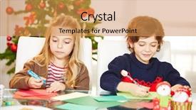  Presentation with siblings - PPT theme having live templates - two siblings drawing cards background and a gold colored foreground