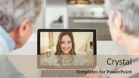  Presentation with senior couple - Slide deck enhanced with live theme - senior couple having video call background and a coral colored foreground