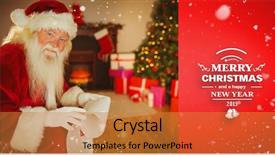  Presentation with scroll - Colorful theme enhanced with live theme - smiling santa claus holding backdrop and a gold colored foreground