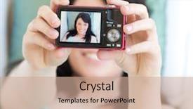  Presentation with live - Colorful PPT layouts enhanced with live theme - young woman taking a photo backdrop and a coral colored foreground