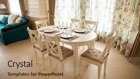  Presentation with board meeting room chairs - PPT layouts having live wallpaper - table and chairs background and a coral colored foreground