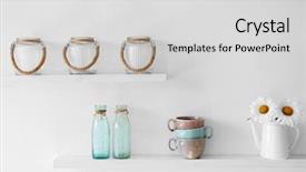  Presentation with rustic wood and flowers - Presentation design enhanced with wooden shelf on white wallpaper background and a light gray colored foreground