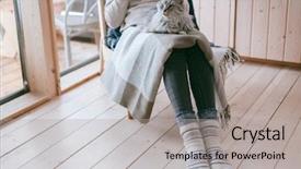  Presentation with log cabin - Colorful PPT theme enhanced with live weather - young girl in sweater backdrop and a light gray colored foreground