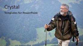  Presentation with live - PPT layouts consisting of live well - active senior hiking in high background and a light blue colored foreground