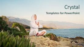  Presentation with exercise - Beautiful presentation theme featuring live well - beautiful woman doing yoga exercise backdrop and a  colored foreground
