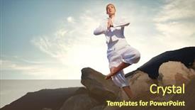  Presentation with yoga - PPT layouts enhanced with live well - beautiful young woman doing yoga background and a tawny brown colored foreground