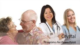  Presentation with senior couple - Audience pleasing PPT theme consisting of live well - happy loving senior couple backdrop and a  colored foreground