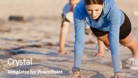  Presentation with push vs pull - Beautiful presentation theme featuring live well - young couple doing push ups backdrop and a coral colored foreground