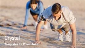 Presentation with push vs pull - Cool new presentation theme with live well - young couple doing push ups backdrop and a coral colored foreground