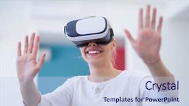  Presentation with college education happy smiling - PPT theme featuring lived expreince - smile happy woman getting experience background and a  colored foreground