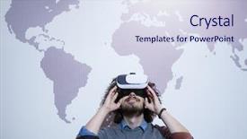  Presentation with virtual reality - Amazing slide set having lived expreince - young businessman getting experience using backdrop and a  colored foreground
