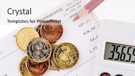  Presentation with euro - Slides having livelihood - bank statement and some coins background and a white colored foreground