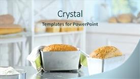  Presentation with bakery - PPT layouts featuring livelihood - fresh bread on table background and a sky blue colored foreground