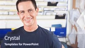  Presentation with mechanic - Audience pleasing slides consisting of livelihood - portrait of a happy mechanic backdrop and a ocean colored foreground