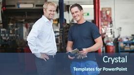  Presentation with mechanic - Amazing slides having livelihood - portrait of a male customer backdrop and a ocean colored foreground