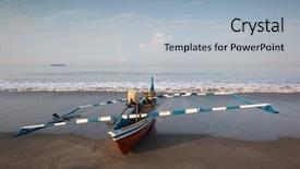  Presentation with fishing boat - Beautiful slide deck featuring livelihood - traditional fishing boat in indonesia backdrop and a light blue colored foreground