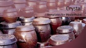  Presentation with traditional - Colorful presentation theme enhanced with livelihood - traditional pot backdrop and a coral colored foreground