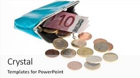  Presentation with banknotes - Slides consisting of livelihood - wallet with euro banknotes background and a white colored foreground