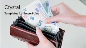  Presentation with euro - Slide deck featuring livelihood - wallet with euro notes background and a light gray colored foreground