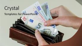  Presentation with euro - Slide set featuring livelihood - wallet with euro notes background and a light gray colored foreground