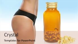  Presentation with weight loss lose text - Slide deck enhanced with liver body - concept of fish oil background and a coral colored foreground