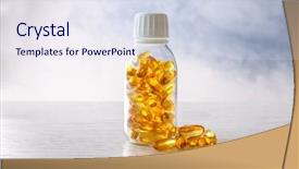  Presentation with capsules - PPT layouts consisting of liver diseases - bottle with fish oil capsules background and a sky blue colored foreground