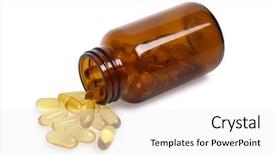  Presentation with vitamin - PPT theme with liver diseases - brown glass bottle with vitamin background and a white colored foreground