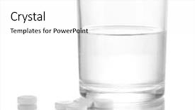  Presentation with water glass - Theme enhanced with liver diseases - glass of water and pills background and a white colored foreground