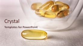  Presentation with capsules - PPT layouts having liver diseases - glass with fish oil capsules background and a lemonade colored foreground