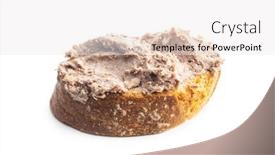  Presentation with liver - Colorful presentation design enhanced with liver-pate-on-sliced-baguette backdrop and a white colored foreground