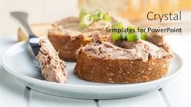  Presentation with liver - PPT theme having liver-pate-on-sliced-baguette background and a lemonade colored foreground