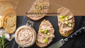 Presentation with cutting board - Presentation theme consisting of liver-pate-on-sliced-baguette background and a coral colored foreground