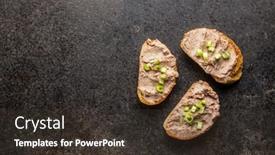  Presentation with liver - Presentation design with liver-pate-on-sliced-baguette background and a tawny brown colored foreground