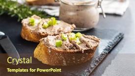  Presentation with liver - PPT layouts having liver-pate-on-sliced-baguette background and a tawny brown colored foreground