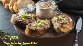  Presentation with liver - PPT theme consisting of liver-pate-on-sliced-baguette background and a tawny brown colored foreground