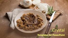  Presentation with liver - Beautiful slides featuring liver with onions typical italian recipe backdrop and a tawny brown colored foreground