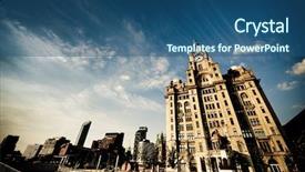  Presentation with liver - Theme having liverpool city skyline - liver building during daytime background and a ocean colored foreground