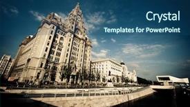  Presentation with liver 3d - PPT theme having liverpool city skyline - liver building during daytime background and a ocean colored foreground