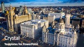  Presentation with city - Beautiful theme featuring britain industrial - stunning aerial views backdrop and a ocean colored foreground