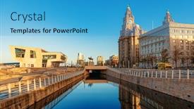  Presentation with historical architecture - Colorful PPT theme enhanced with liverpool-historical-architecture-with-cityscape backdrop and a teal colored foreground