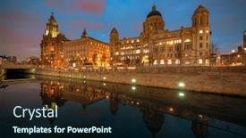  Presentation with historical architecture - Beautiful PPT theme featuring liverpool-historical-architecture-with-cityscape backdrop and a wine colored foreground