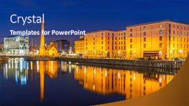  Presentation with skyline - Slides with liverpool-skyline-building-at-pier background and a navy blue colored foreground